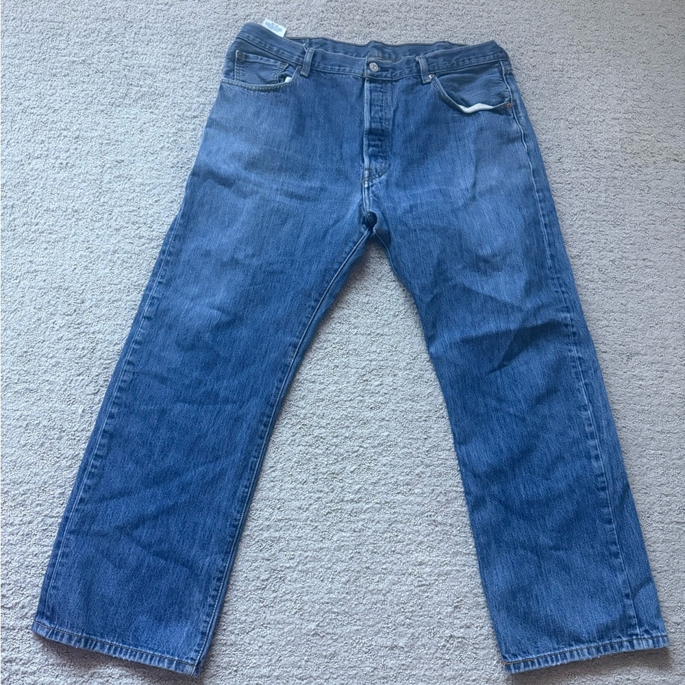 Levis 501 Jeans Mens Blue Straight Leg Button Fly Classic Denim Pants 40